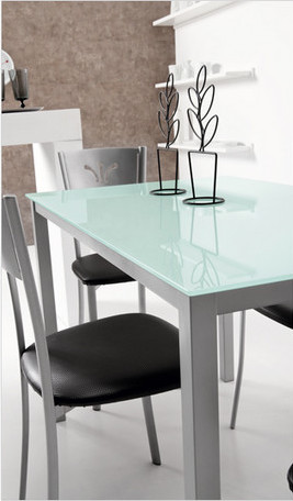 1100mm Length Glass Top Dining Table Customizable With Iron Legs