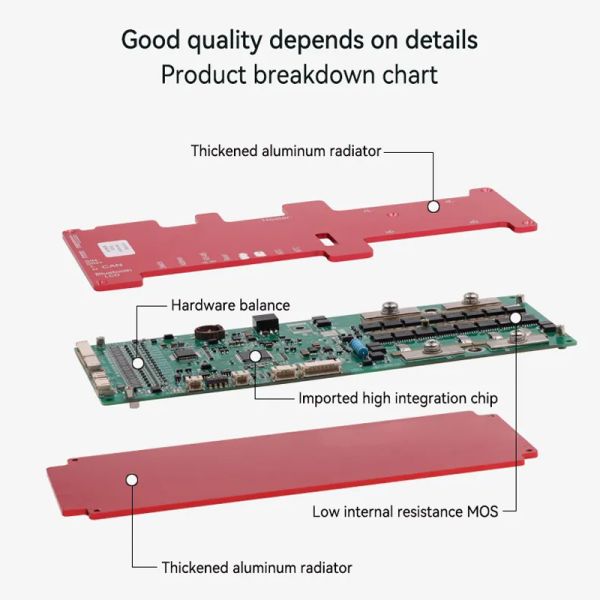 BMS LiFePO4 6s 8s 16s 24V 48V 100A 200A Smart BMS Battery Management System for Lithium Ion Battery Pack