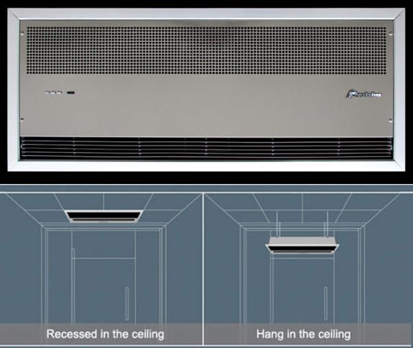 Stainless Steel Ceiling Wind Heated Commercial Air Thermal Curtain With Fan Cooling And Heating