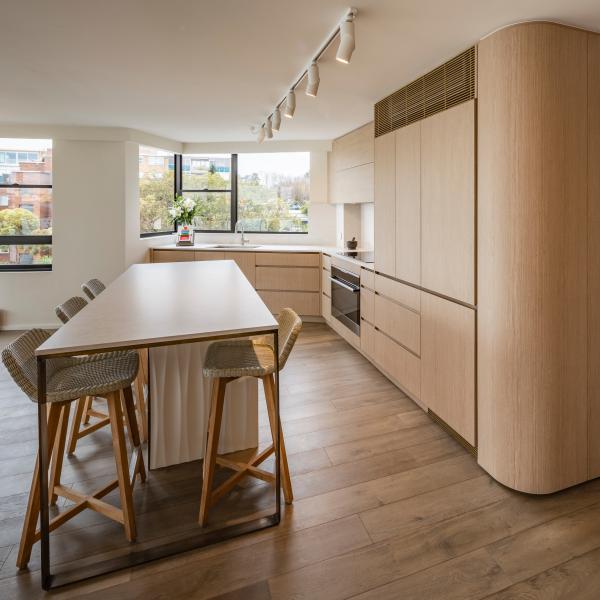 Handless Light White Wood Veneer Kitchen Cabinet Storage Cabinets