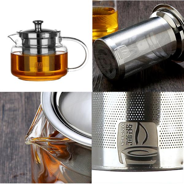 SS Removable Infuser Handcrafted Borosilicate Glass Teapot