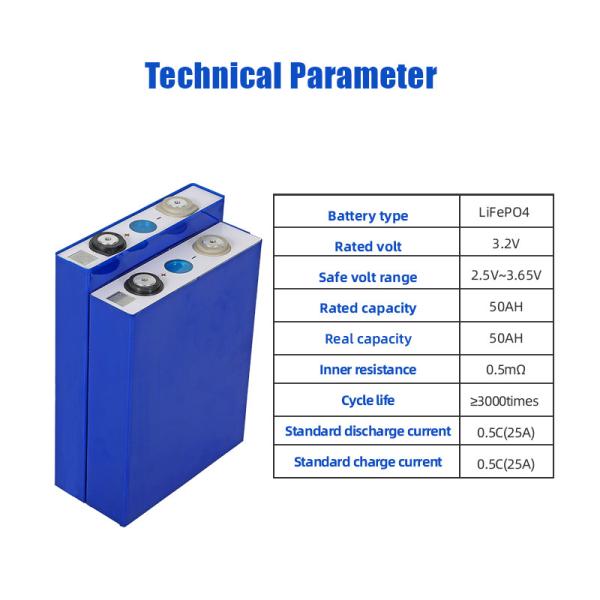 Rechargeable 3.2V 50AH LiFePO4 Battery with 3500 Cycles for Solar Storage Applications