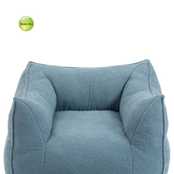 Ergonomic Compression Vacuum Packed Sofa Blue Microfiber Slipcovered