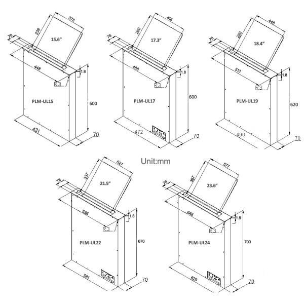 Brushed Aluminum Motorized Retractable Monitor For Video Conference Room