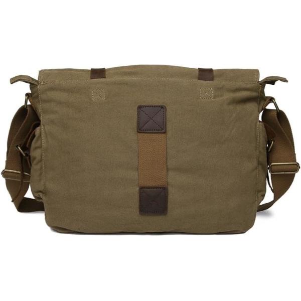 SECHUNK VINTAGE MILITARY LEATHER CANVAS LAPTOP BAG MESSENGER BAGS MEDIUM