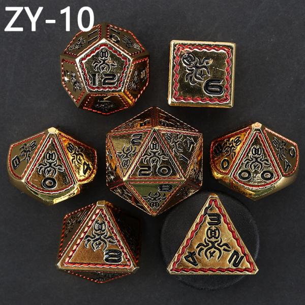 Electroplated Vintage Colored Octopus Metal Dnd Dice Set Dragon and Dragon Chessboard Game Dice