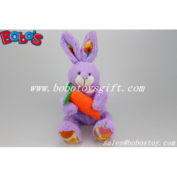 Easter Plush Toy Purple Bunny Rabbit Animal Holding Orange Carrot