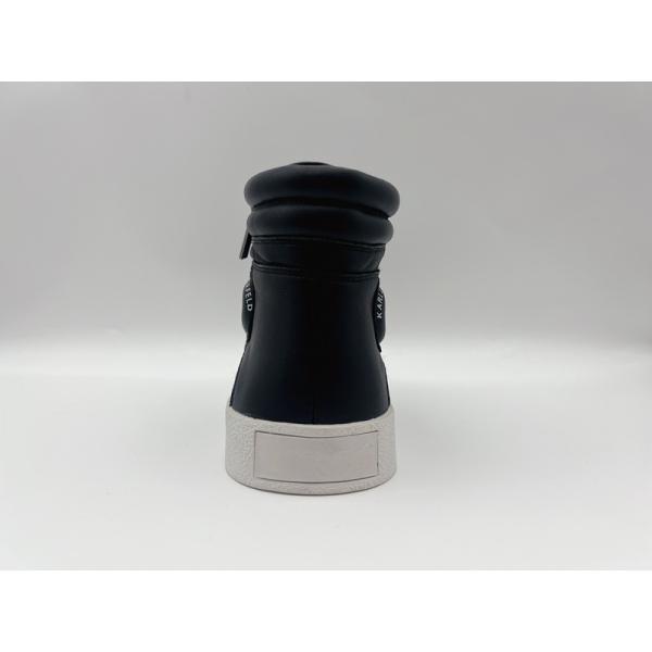 Genuine Leather Athletic Sports Shoes High Top Ladies Black With Ykk Metal Zipper