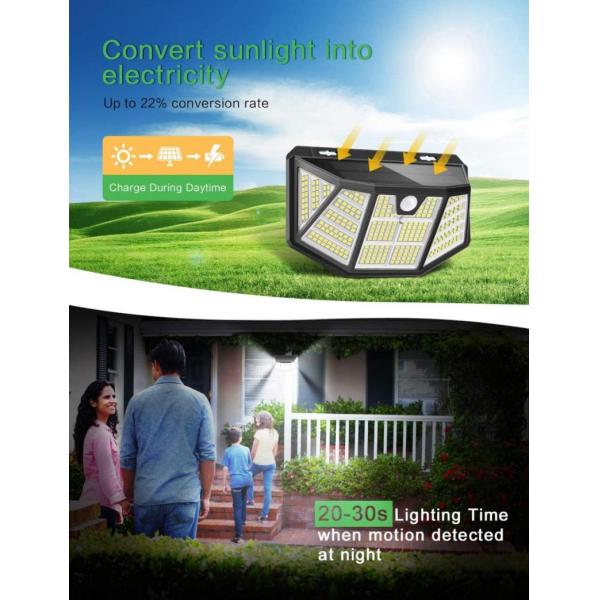 Outdoor Solar Wall Light Motion Sensor Waterproof Street Lamp Solar Powered Sunlight Spotlight