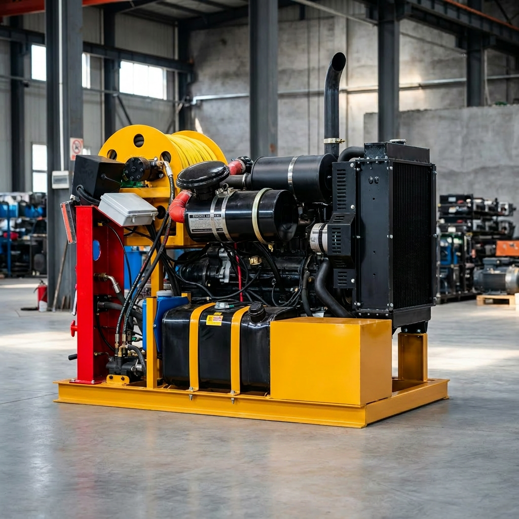 Diesel sewer jetting machine 4-cylinder