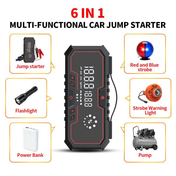 12V USB Interface Auto Jump Starters Portable Car Tire Pump 8000mAh Air Compressor Emergency Vehicle Jump Starter