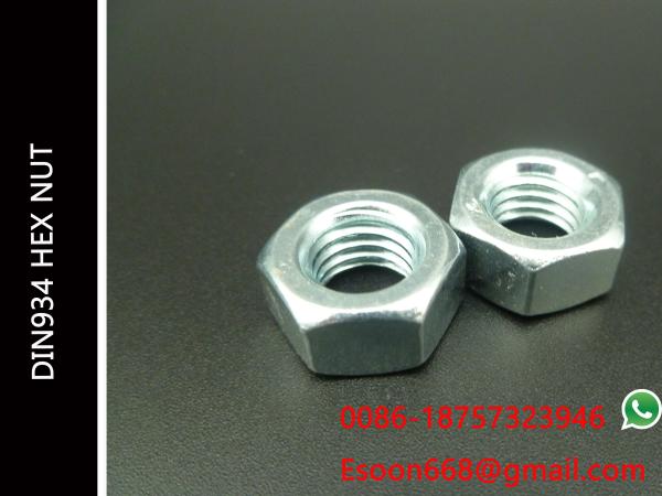 M8-1.25 DIN 934 Zinc Finish Steel Class 8 Hex Nut (HEXAGON FULL NUT)