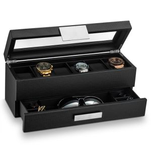 Durable 6 Slot Leather Watch Box With Velvet Lining Custom Logo