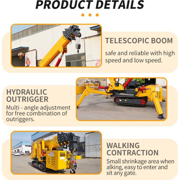 ZHONGMEI Blue Diesel CraneElectric start Spider Crane  12v 45AH 1.2t Tracked Spider Crane