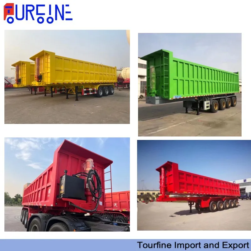 6 Axle 45 CBM U-Shaped Dump Semi Trailer with Hydraulic Tipping System for Bulk Material Transport