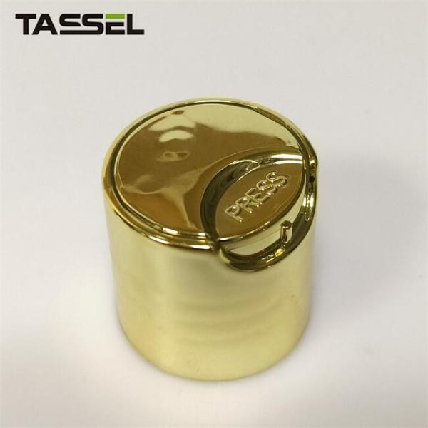 Shiny Gold UV Coated Plastic Bottle Cap 24/410 Disc Top Cap for Lotion