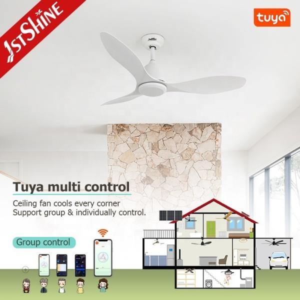 1stshine Ventilador de tecto de 48 polegadas sem luz Branco 3 lâminas ABS Controle remoto Sem luz