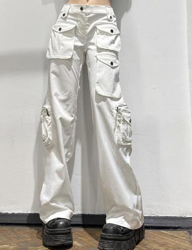 Les jeans multi de cargaison de poche de S de Women de fabricant de vêtement de petite quantité ' desserrent le bas pantalon de salon de hausse