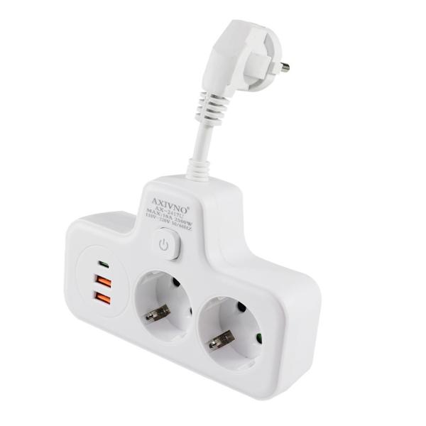 QC3.0 シュコ CEE 7/7 EU 電源充電器コンバーター 2A+1C クイック 2500W