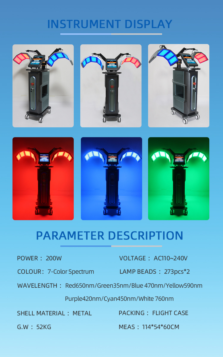 Double PDT 7 Color Skin Rejuvenation Scalp care Pdt Led Light Therapy Machine