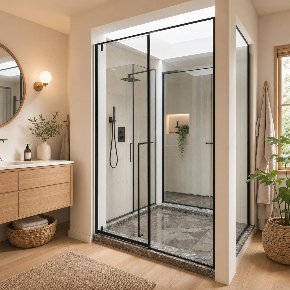 Modern Frameless Glass Shower Enclosures Pivot Door Flexible Opening OEM