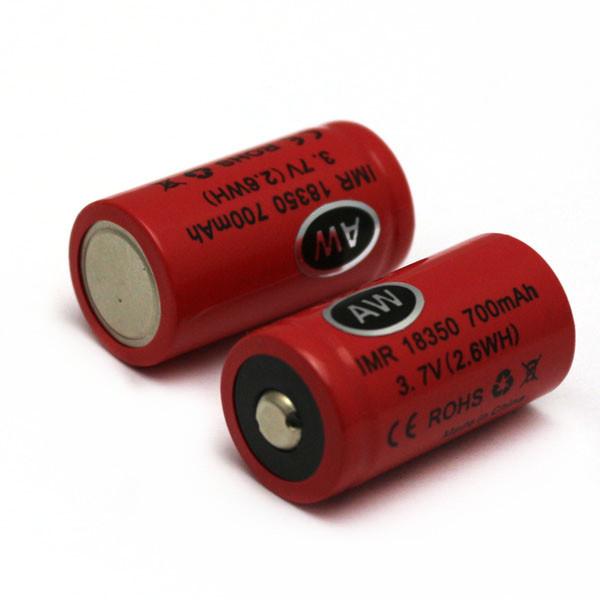 Genuine AW IMR 18350 700mah battery 3.7v rechargeable battery for E-cig