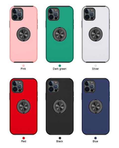 Dual Layers Finger Grip Phone Case Foldable Kickstand Camera Lens Protection For Car Mount