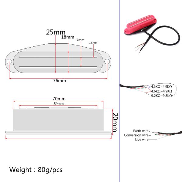 Ceramic Magnet Mini Hot Rails Guitar Pickup 9~10KΩ For TL Gibson Cigar Box Guitar