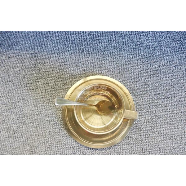 Breakfast Set Dessert Plate 200ml Golden Metal Coffee Cup With Tray Set