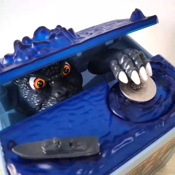Godzilla Monster Dinosaur Moving Musical Electronic Coin Piggy Bank For Children