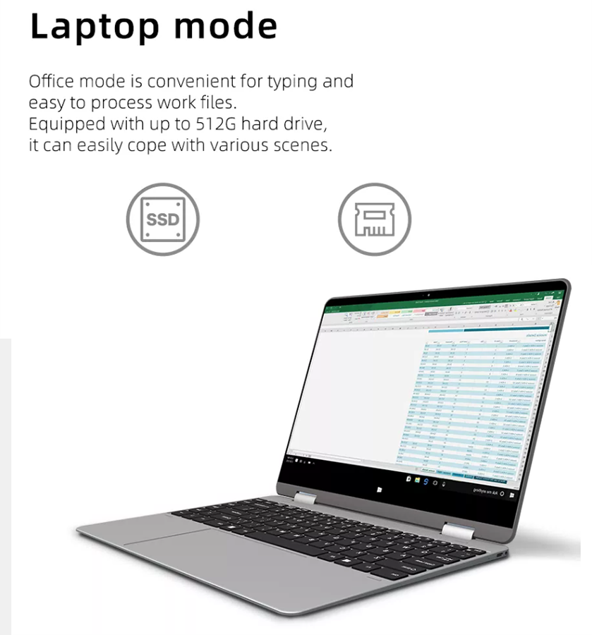 Йога 2 в 1 дюйме Intel N5100 ноутбуков Window11 13,3 игры экрана касания