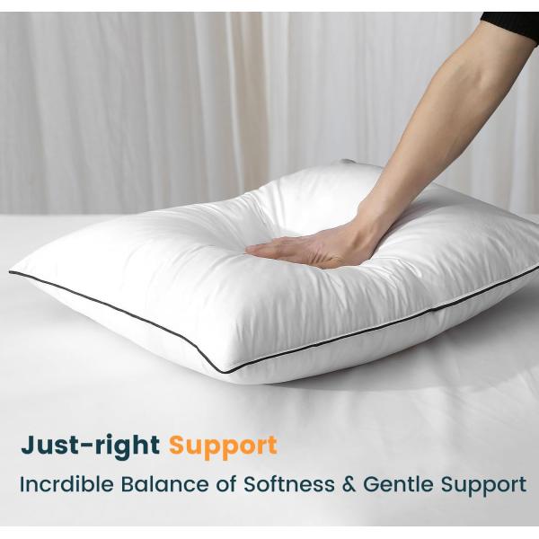 Soft Square 100% Polyester Set of 2 Luxury Hungarian Goose Down Pillows for Sleeping