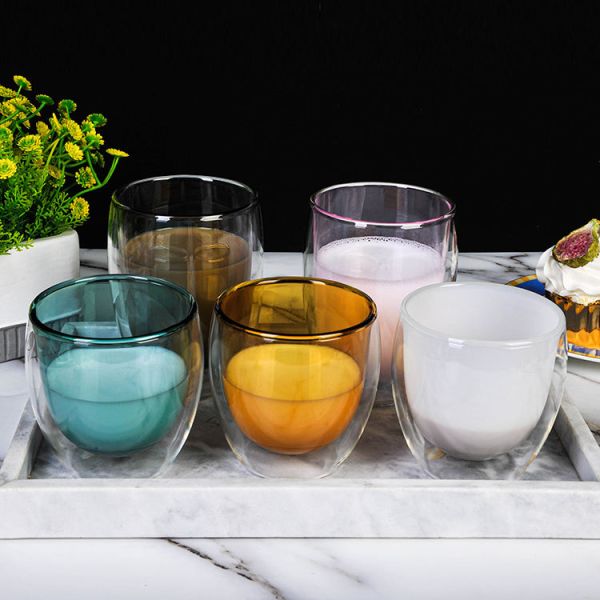 High Borosilicate Double Walled Coffee Glasses Coffee Tumbler 80ml To 450ml Capacity