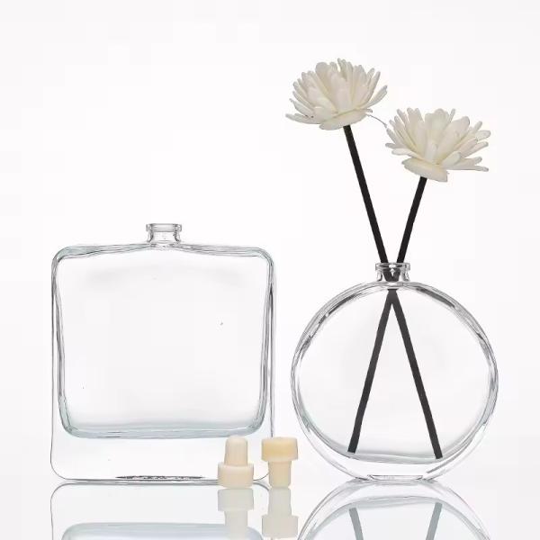 Empty 100ml Luxury Round Square Clear Glass Reed Diffuser Bottle