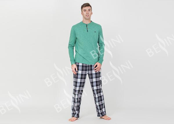 Spring Autumn Mens Luxury Sleepwear Functional Placket Side Pockets Design