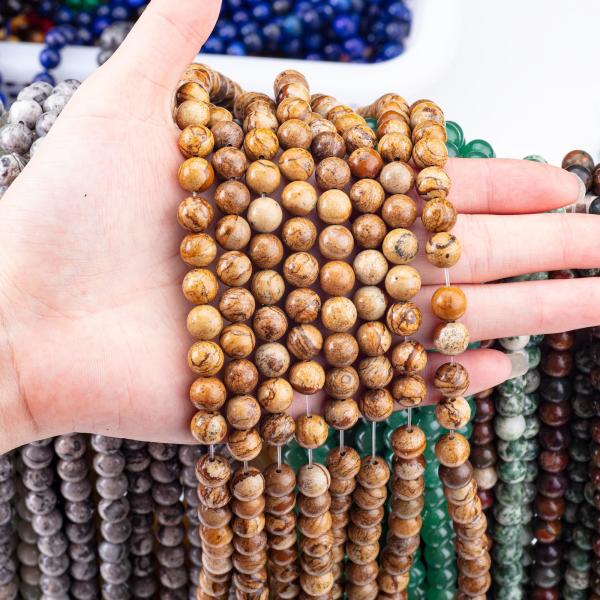 8mm imagen de jaspe de piedras preciosas cuentas de cristal para la fabricación de joyas