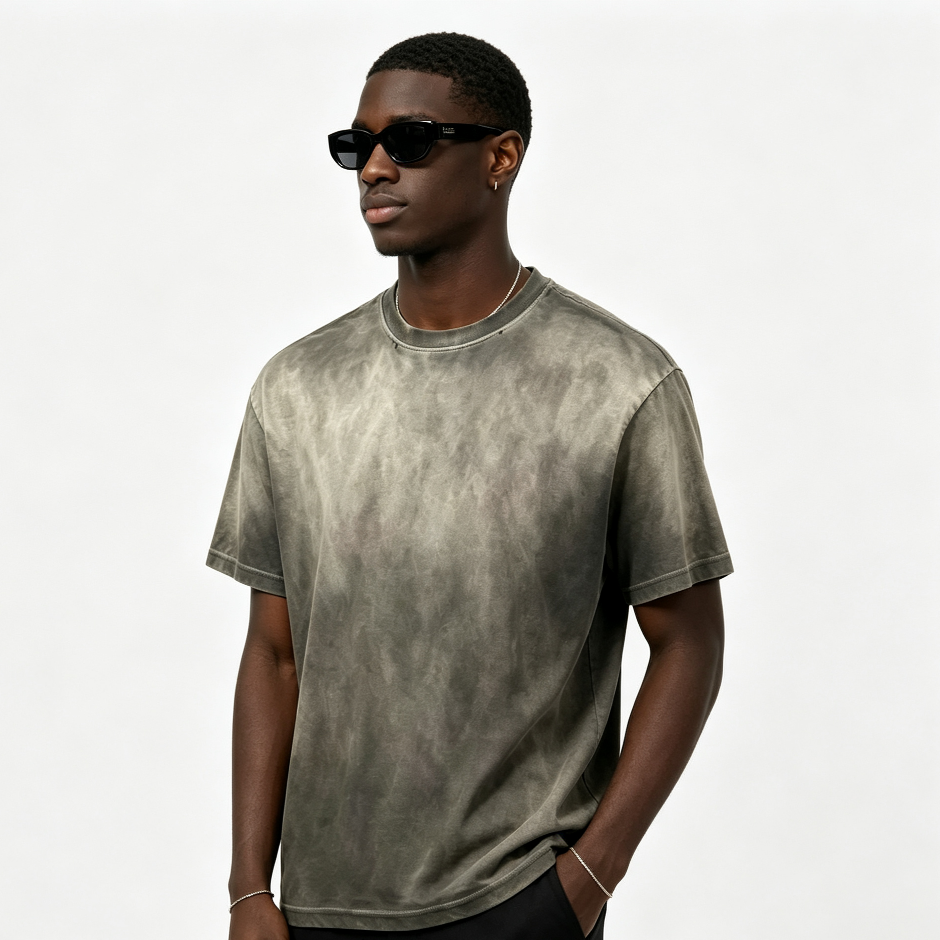 Men’s Hand-Dyed Washed Cotton T-Shirt 200G Oversized Minimalist Casual Tee