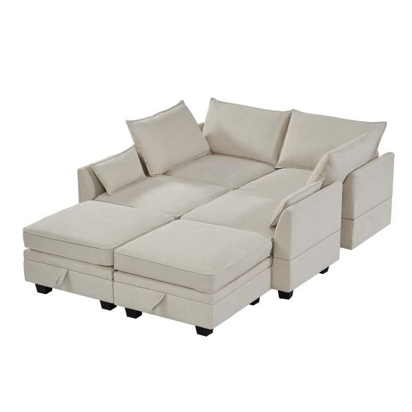 Multifunctional Contemporary Modular Sofa Bed Extendable Breathable