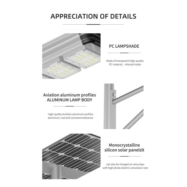 Commercial Solar Powered LED Street Lights Lamp 150W 3.2V 40000mA Battery