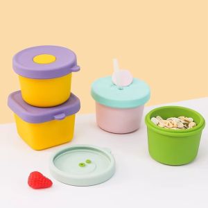 Premium 100% Silicone Baby Food Storage Box with Straw Port – Leak-Proof Freezer