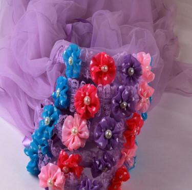 Children's crown veil, girls head flower veil headband, wedding princess wreath, wedding photography floor headdress hai