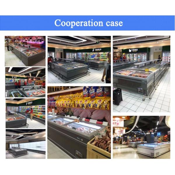 Top Open Freezer Supermarket Refrigeration Sliding Glass Door Chest Island Freezer