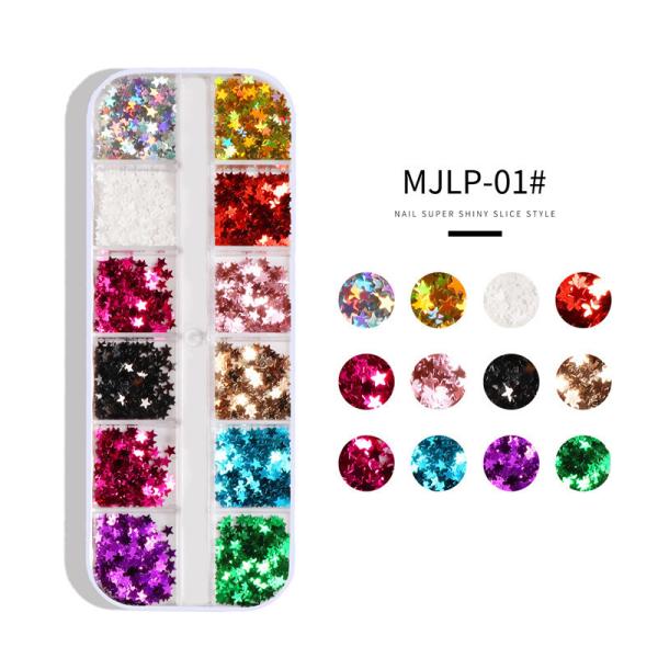 12 Grids Star Geometric Butterfly Nail Art Stickers Glitter Flakes Nail Art Sequins Paillette Confetti Holographic Laser Shining