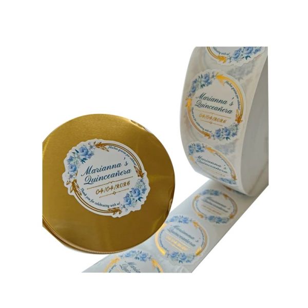 Custom logo Sticker Waterproof Bottle Cap Label Adhesive Label Skincare Cosmetic Aromatherapy Products