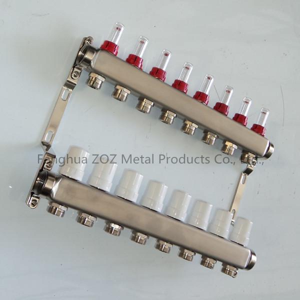 Stainless Steel Radiant Floor Heating Manifold with 1/2 PEX compression fittings