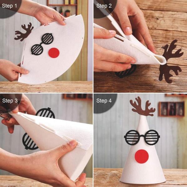 Handmade Felt Christmas Tree Ornaments , Christmas Gift Hat With Antlers