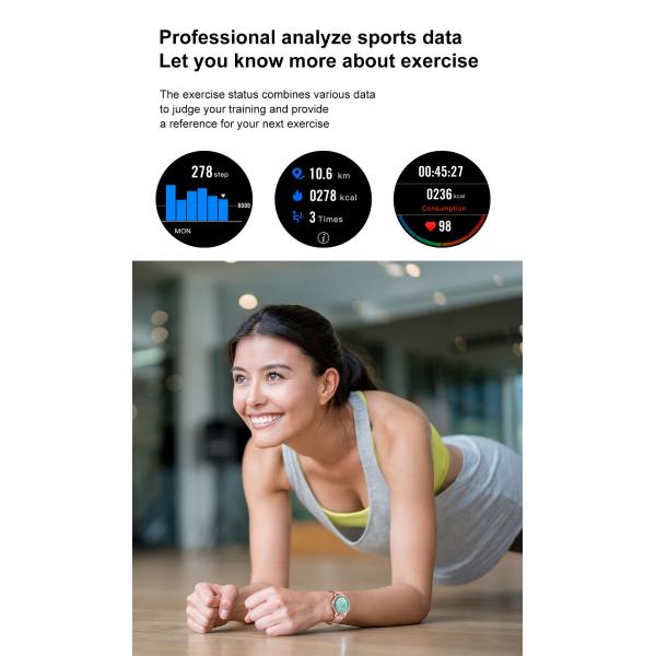 Умный дозор 2020 спорта отслежывателя фитнеса Smartwatch тарифа сердца ECG женщин 1.09-Inch дозора DT66 полный делает водостойким для IOS Xia