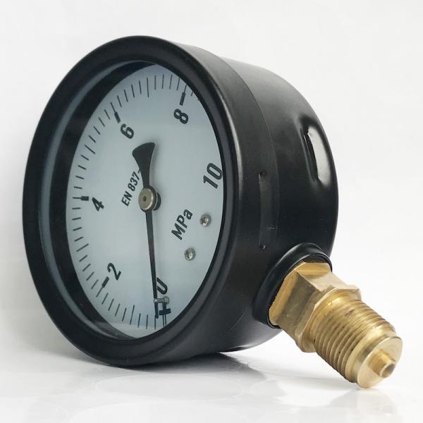 10 MPa Utility Pressure Gauge 100mm Black Steel Brass Wetted Bayonet Ring