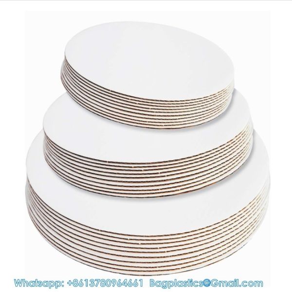 Sturdy Round Cake Boards 8 ,10, 12 Inch, Gold Cardboard Cake Circles Plate Scalloped Base 3 Size Cake Base 4 6 8 10 12 14 Inch Corrugated Round Rectangle White Cake Board Wholesale Price Cake Drum