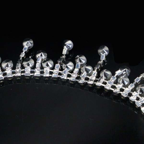 Silver Pearl And Rhinestone Necklace Copper Material Inlaid Shiny Diamonds OEM